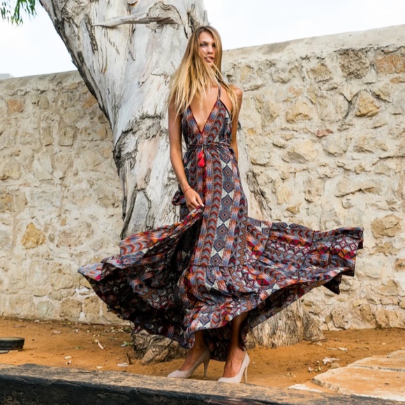 Boho maxi scarf dress in tribal print - Picture 4 of 4